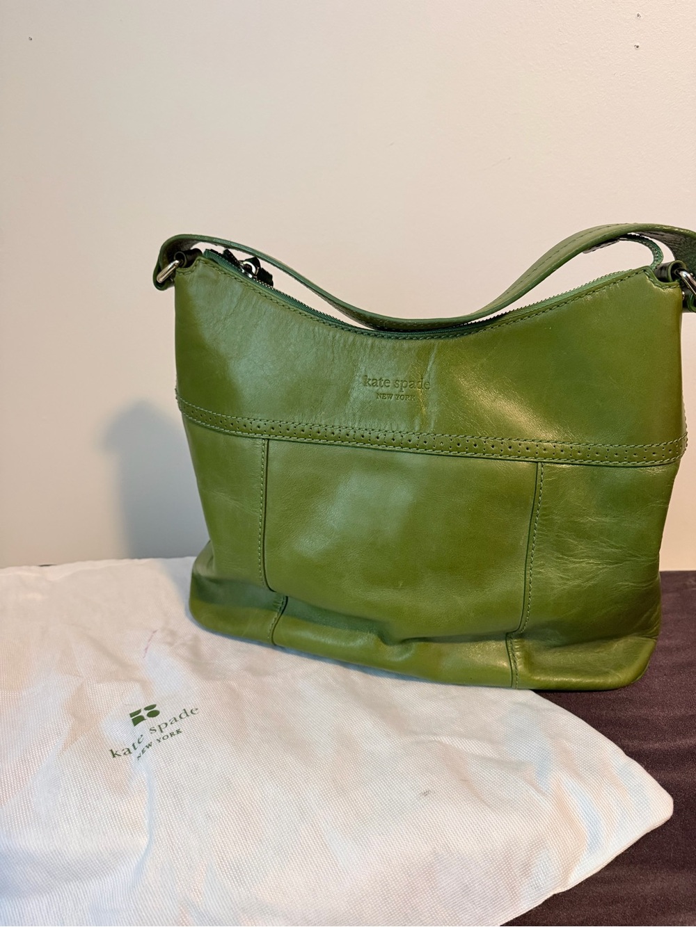 kate spade Olive Green Leather Shoulder Bag